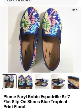 Farylrobin Blue Tropical Floral Espadrille Slip-Ons